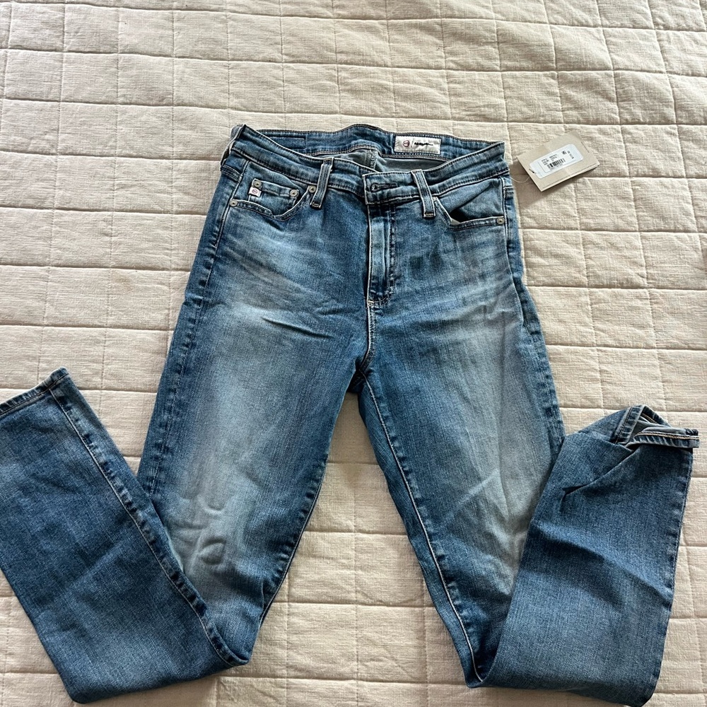 Ag Adriano Goldschmied Slim Straight Faded Blue Jeans